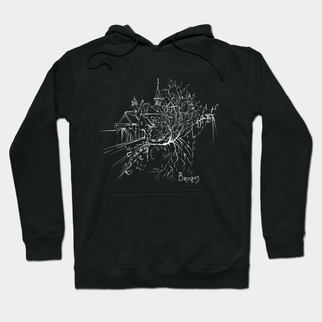 White on black Bruges canal Hoodie by kavalenkava